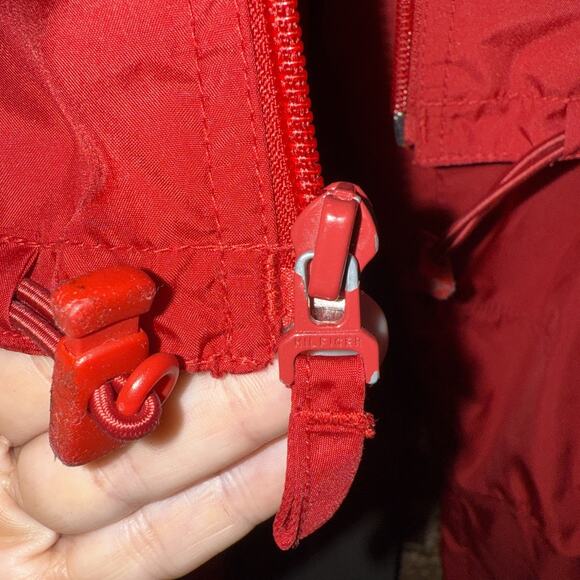 2003 Vintage Tommy Hilfiger Women’s Track Suit Sz M Maroon & Navy Stripe - Picture 8 of 15